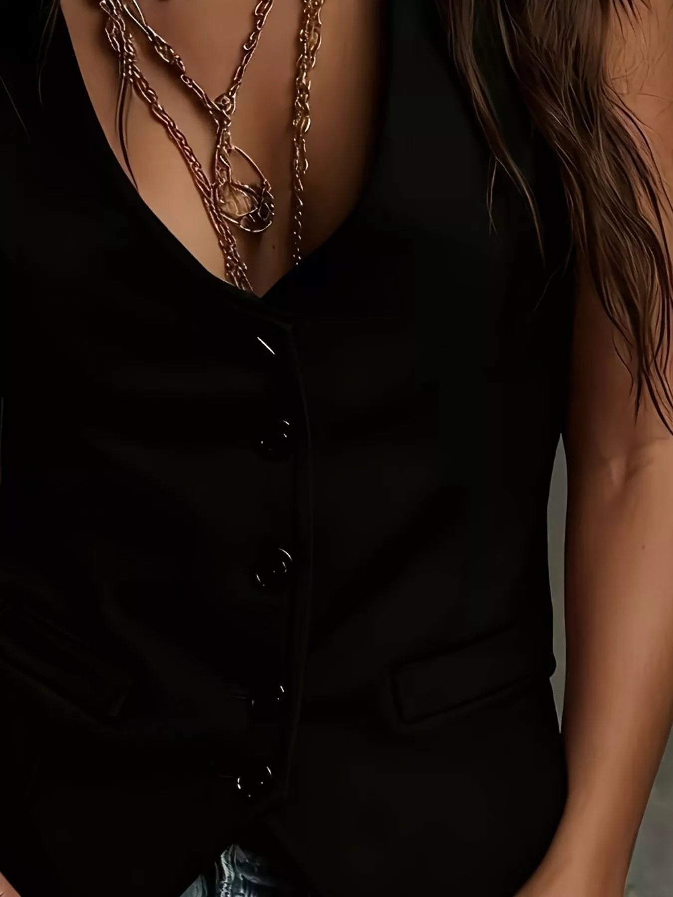 Velvet Button-Down Vest Coat