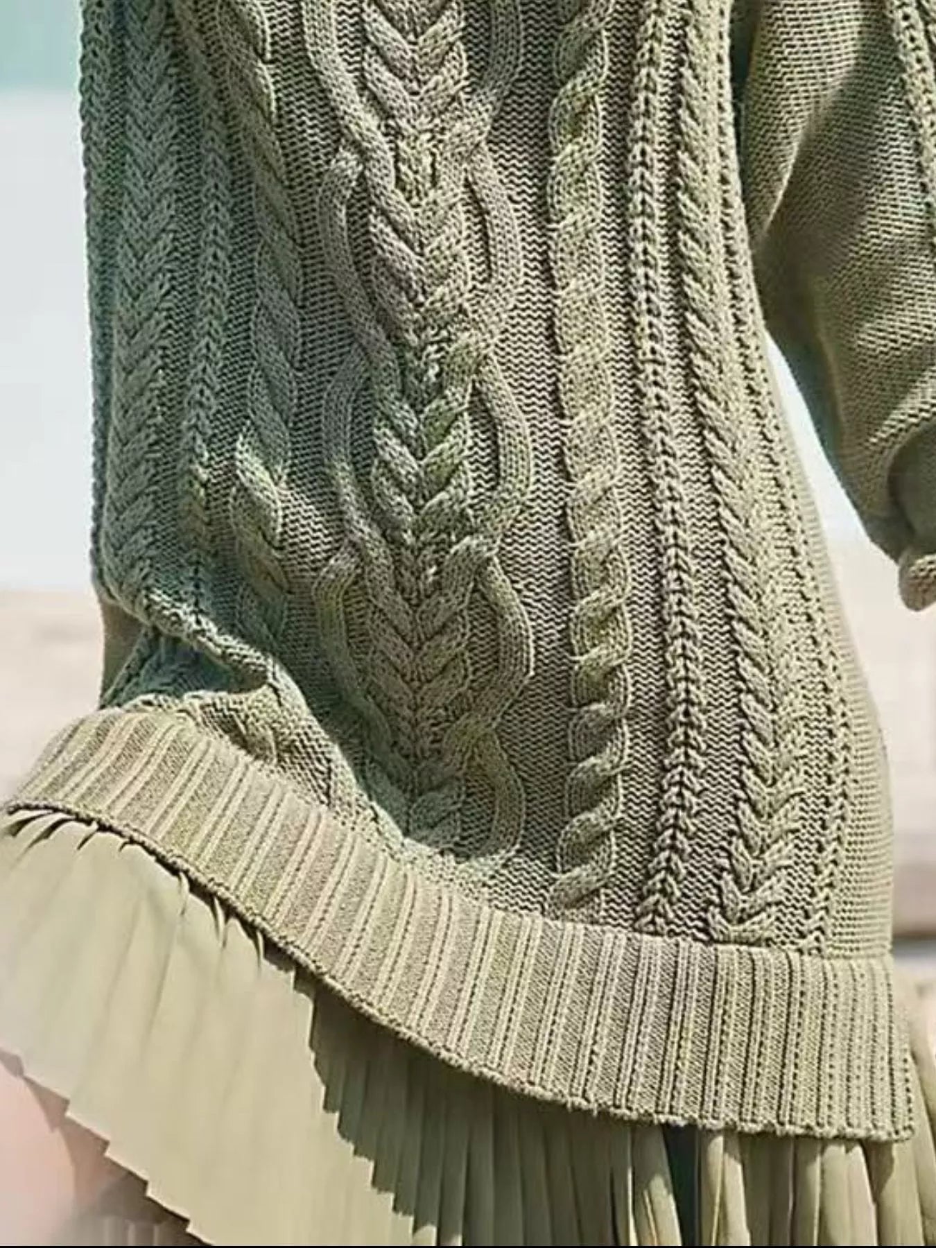 Full Size Cable Knit Pleated Hem Sweater Dress Plus Size