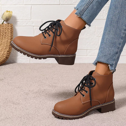 Lace-Up Ankle Boots Brown