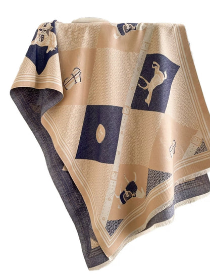 Equestrian Print Reversible Scarf