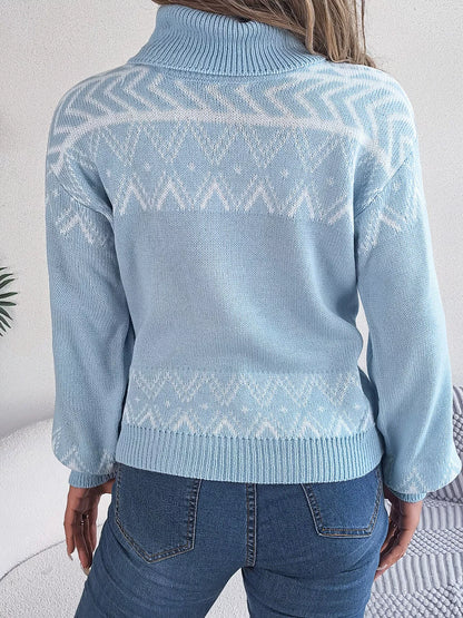 Turtleneck Dropped Shoulder Sweater