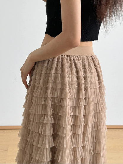 Tiered Tulle Maxi Skirt