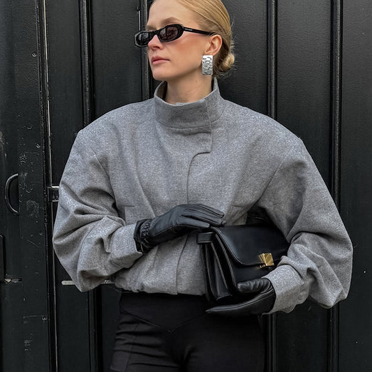 Autumn Winter Small Stand Collar Short Temperamental Loose Woolen Coat Idle Women Clothing