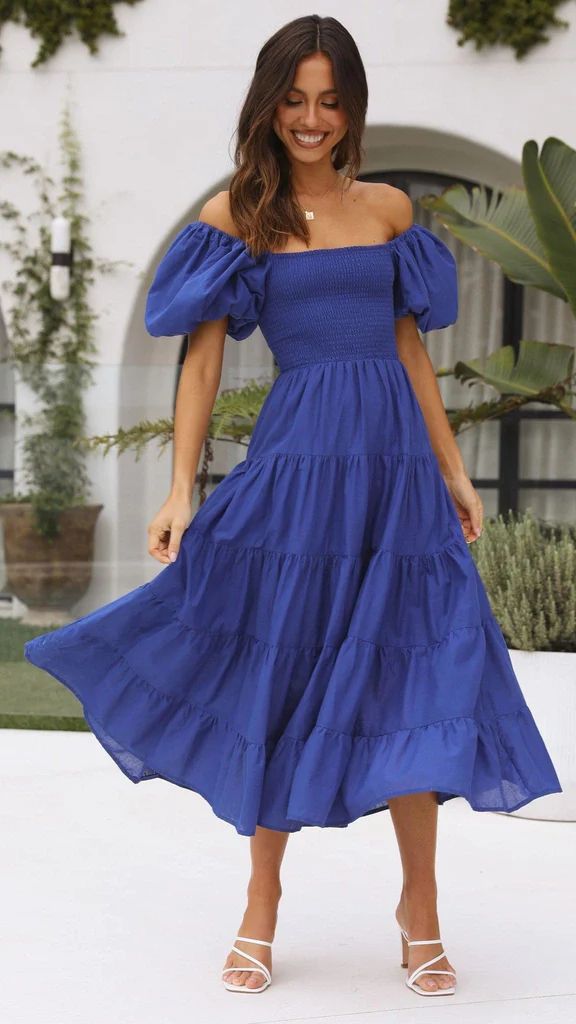 Holiday Sexy Slim Fit Backless Large Swing Dress off-Neck Printed Dress Summer Purplish blue