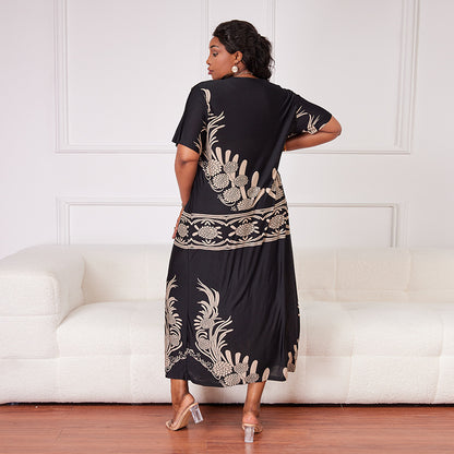 Plus Size Girl Dress Ice Silk Maxi Dress Casual Dress