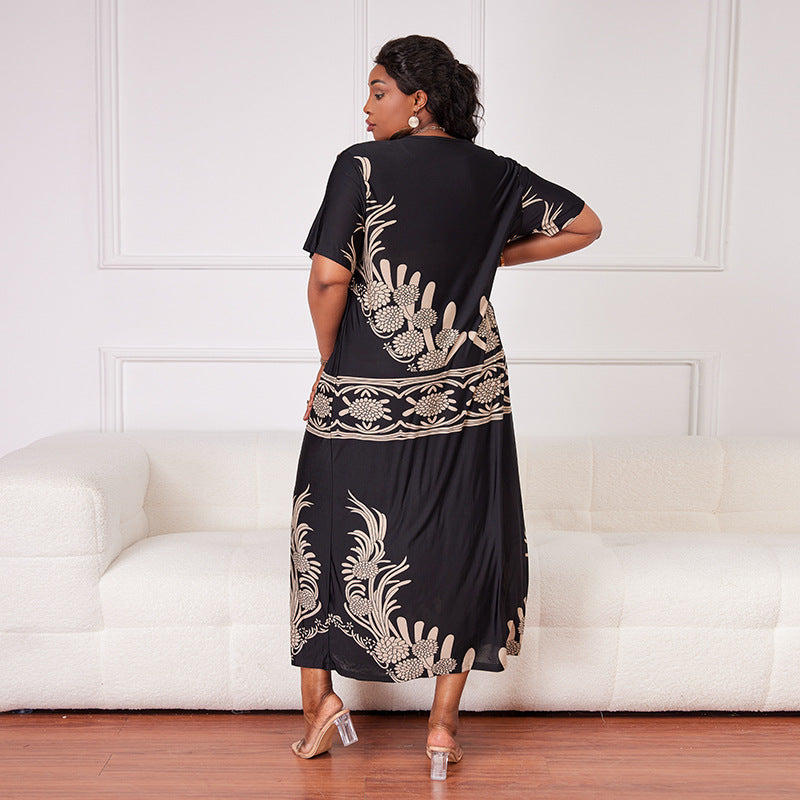 Plus Size Girl Dress Ice Silk Maxi Dress Casual Dress