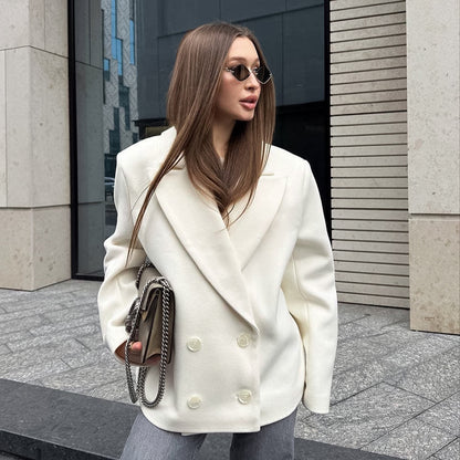 Casual White Blazer Women Spring Autumn Arrival Beige Niche Design
