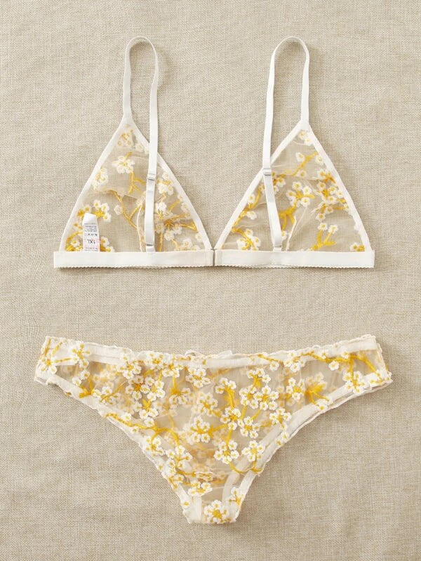 Sexy Sexy Lingerie Women Fresh Floral Embroidery Sexy Sleepwear