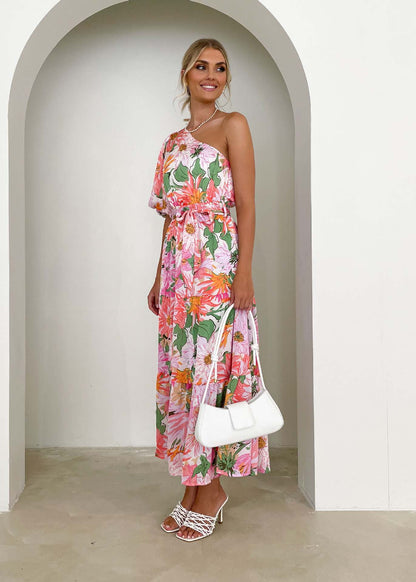 Summer Maxi Dress Printed Elegant Holiday Long Large Hem Dress for Women Red Flowers