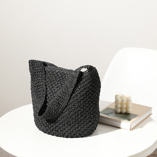 Hand Woven Bag Woven Bag Straw Bag Woven Bag Bucket Bag Seaside Vacation Beach Bag