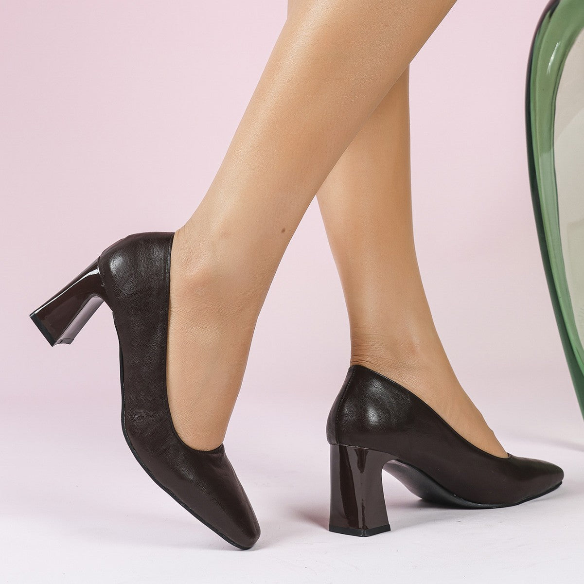 Vintage Mary Jane Small Leather Shoes Shallow Mouth Pumps Women Square Toe Chunky Heel High Heels High Grade