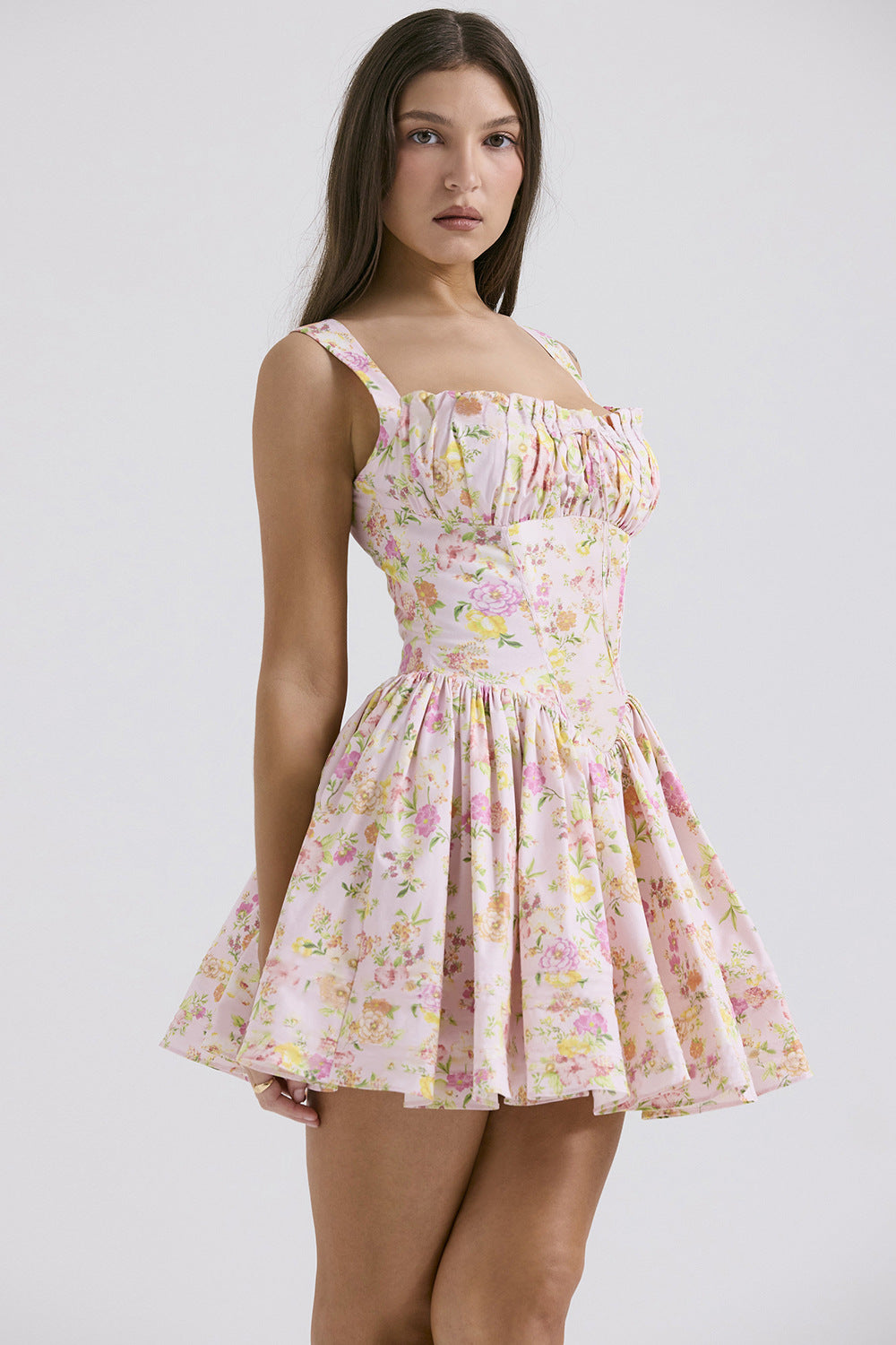 Sexy Summer Floral Strap Elegant Slim Slimming Ballet Puffy Foundation Rose Red