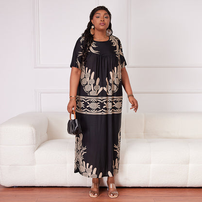 Plus Size Girl Dress Ice Silk Maxi Dress Casual Dress