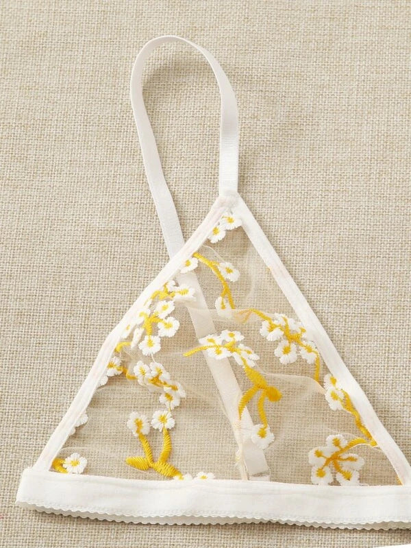 Sexy Sexy Lingerie Women Fresh Floral Embroidery Sexy Sleepwear