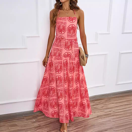 Women Floral Halter Beach Hawaii Holiday Dress