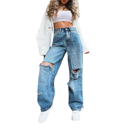 Retro Casual Super Wide Loose Super Fashion Jeans light blue