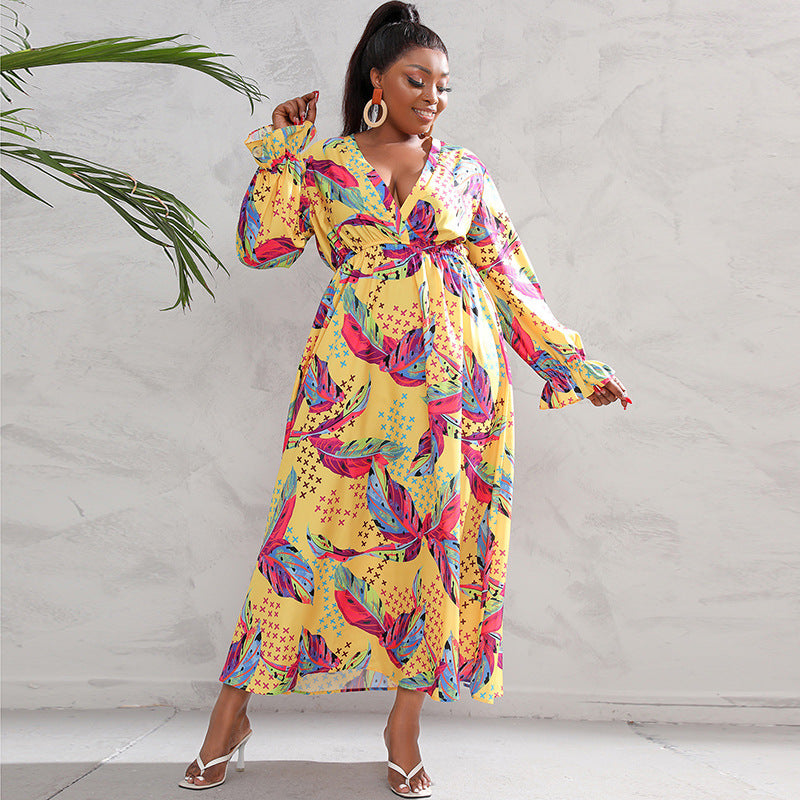 long sleeve swing dress outfit Plus Size Women Clothing Dress Long Sleeve Large Swing Dress – Lady Ros