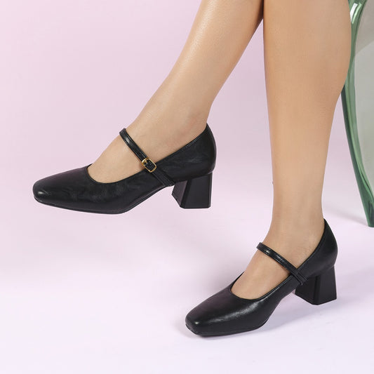 Retro Mary Jane Women Shoes Spring Autumn Chunky Heel Low Cut Shoes Skirt Kitten Heels Four Seasons Women Shoes