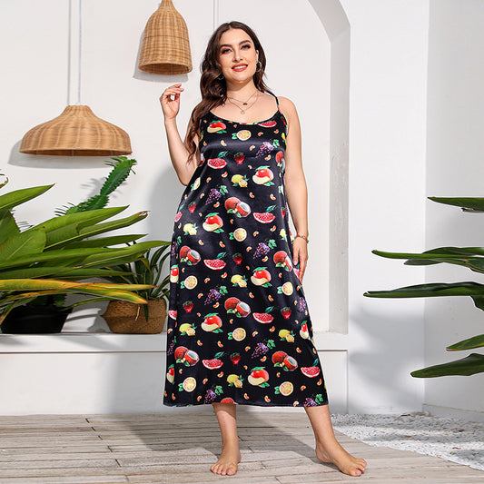 Plus Size Dress Artificial Silk Satin Girls Nightdress Home Wear Cami Dress