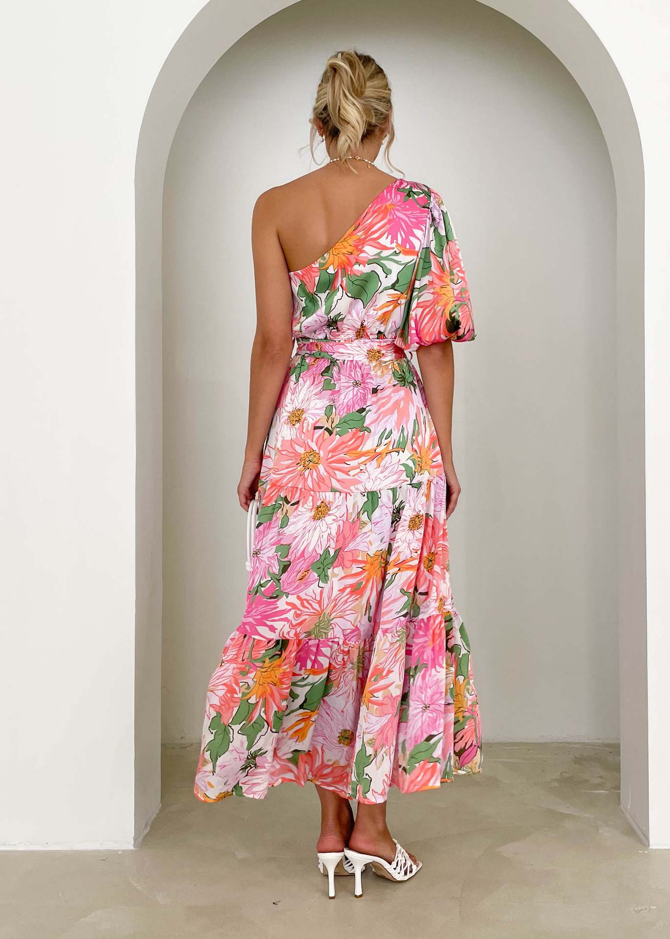 Summer Maxi Dress Printed Elegant Holiday Long Large Hem Dress for Women