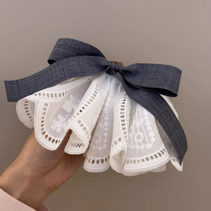 Lace Hair Clip with Ribbon White One Size