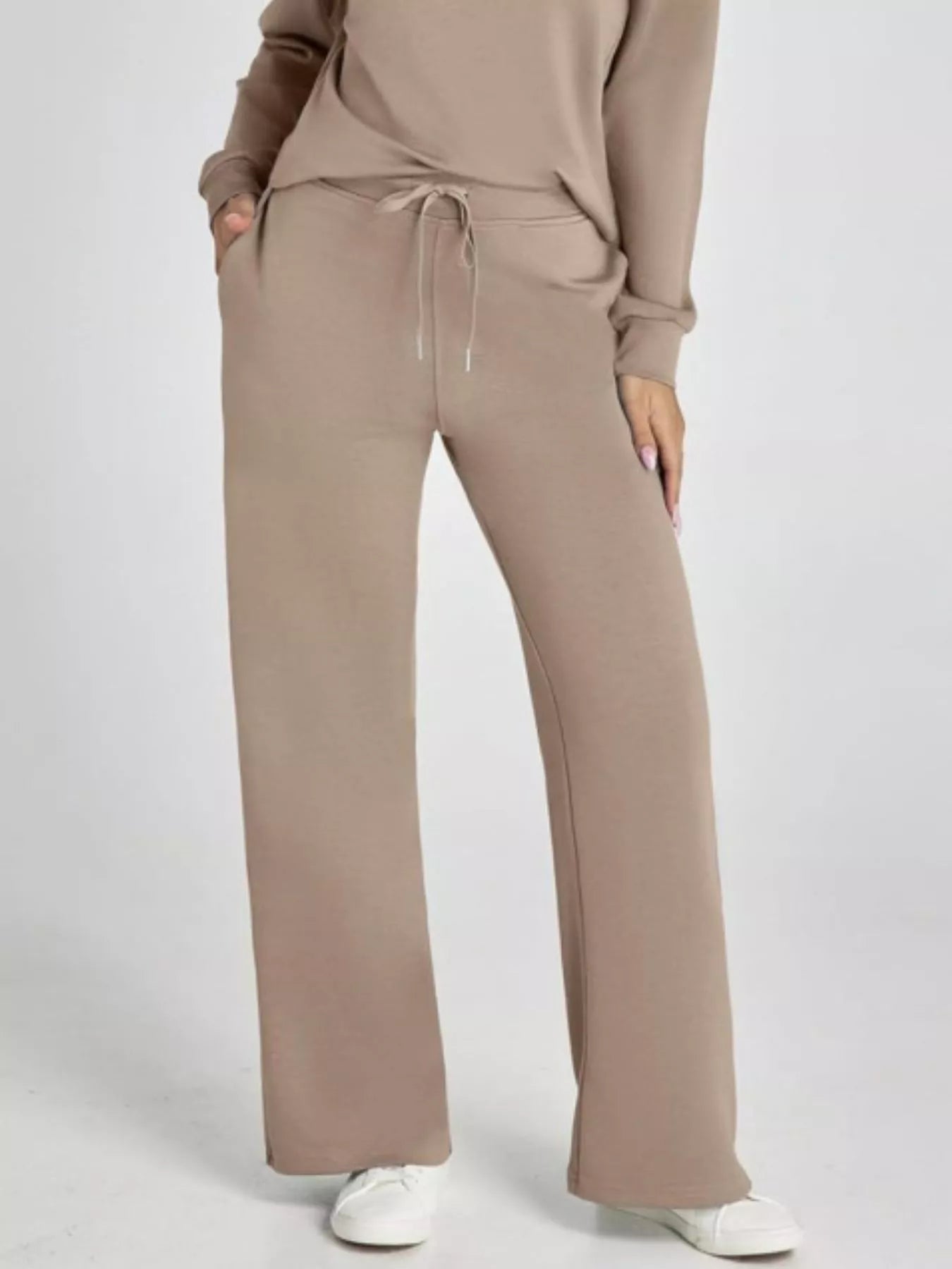 Full Size Johnny Collar Long Sleeve Top and Pants Plus Size