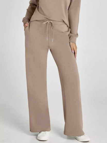 Full Size Johnny Collar Long Sleeve Top and Pants Plus Size