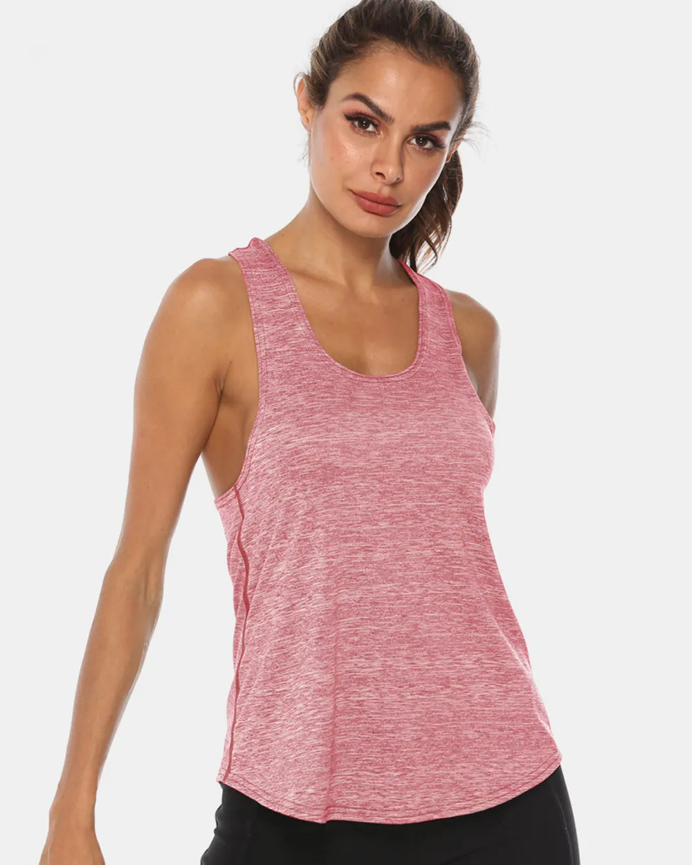 Full Size Scoop Neck Wide Strap Active Tank Blush Pink