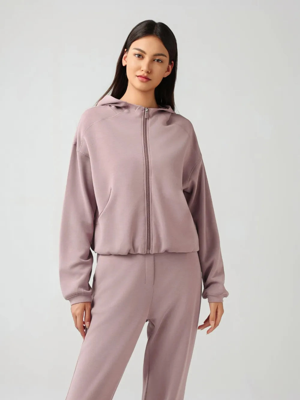 Millennia Zip Up Dropped Shouder Active Hooded
