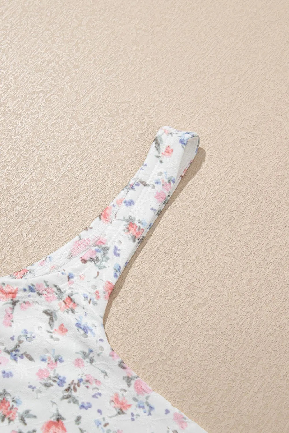 Floral Textured Square Neck Sleeveless Bodysuit