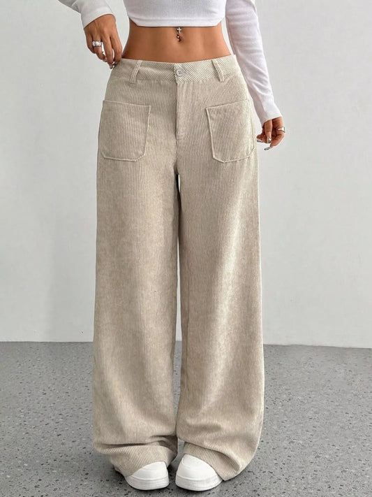 Wide Leg Corduroy Pants Apricot