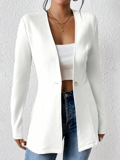 One Button Long Sleeve Blazer