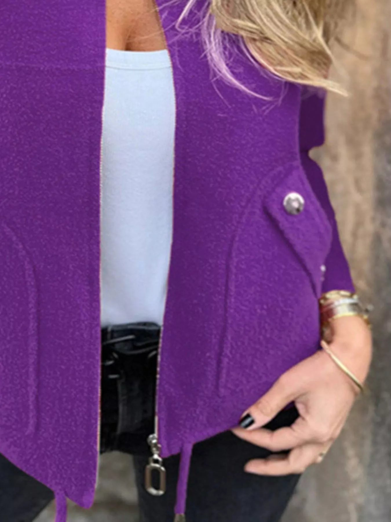 Full Size Zip-Up Long Sleeve Outerwear Plus Size