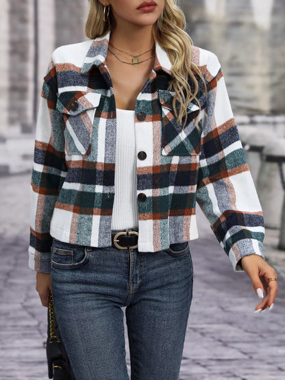 Plaid Button-Up Jacket Black Forest