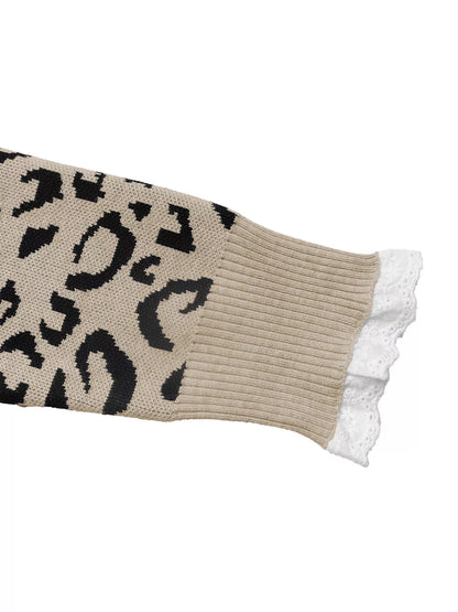 Frill Leopard Long Sleeve Sweater