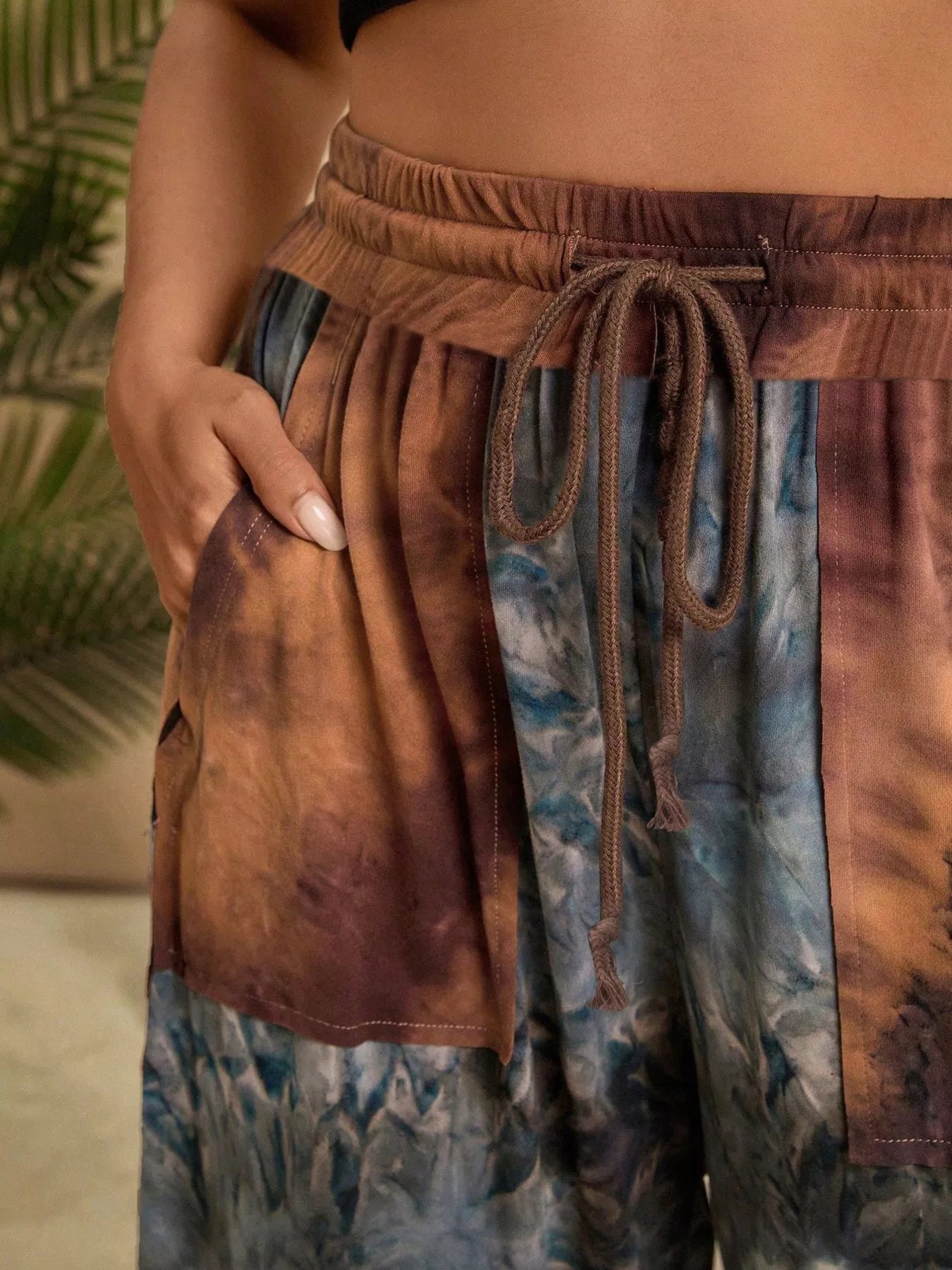 Full Size Tie-Dye Wide Leg Casual Pants Plus Size