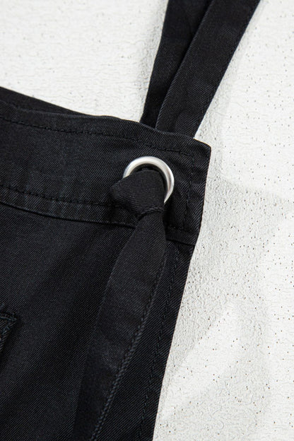 Square Neck Denim Overalls with Pockets