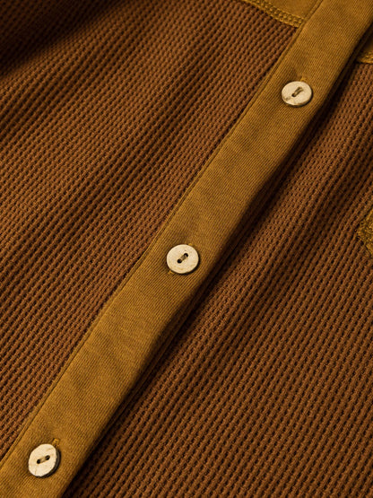 Waffle Knit Patchwork Exposed Seam Loose Shacket