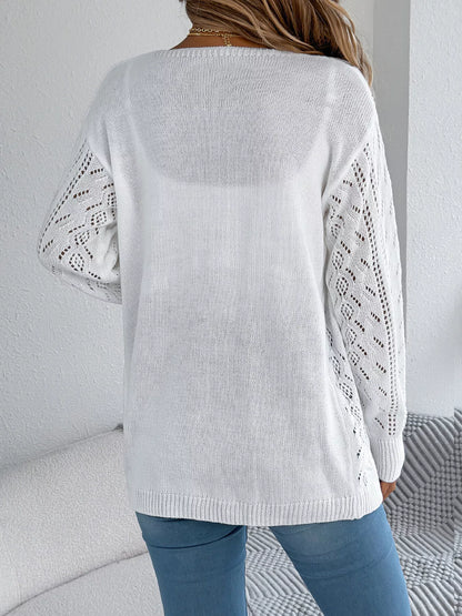 Openwork Open Front Cardigan