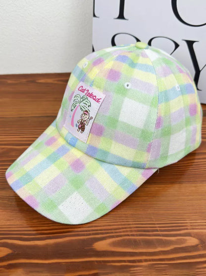Applique Adjustable Baseball Cap Plaid One Size