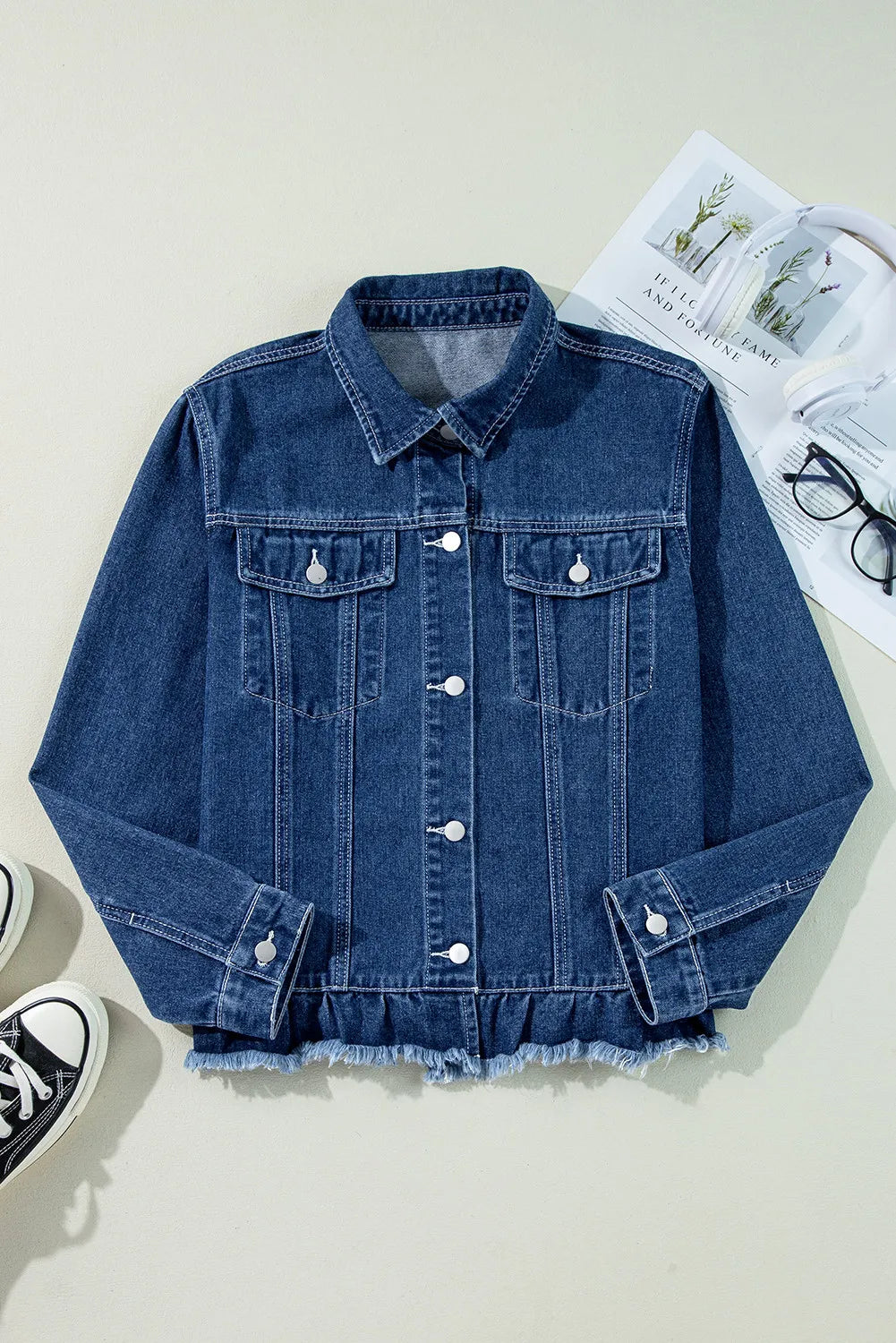 Raw Hem Denim Jacket Medium