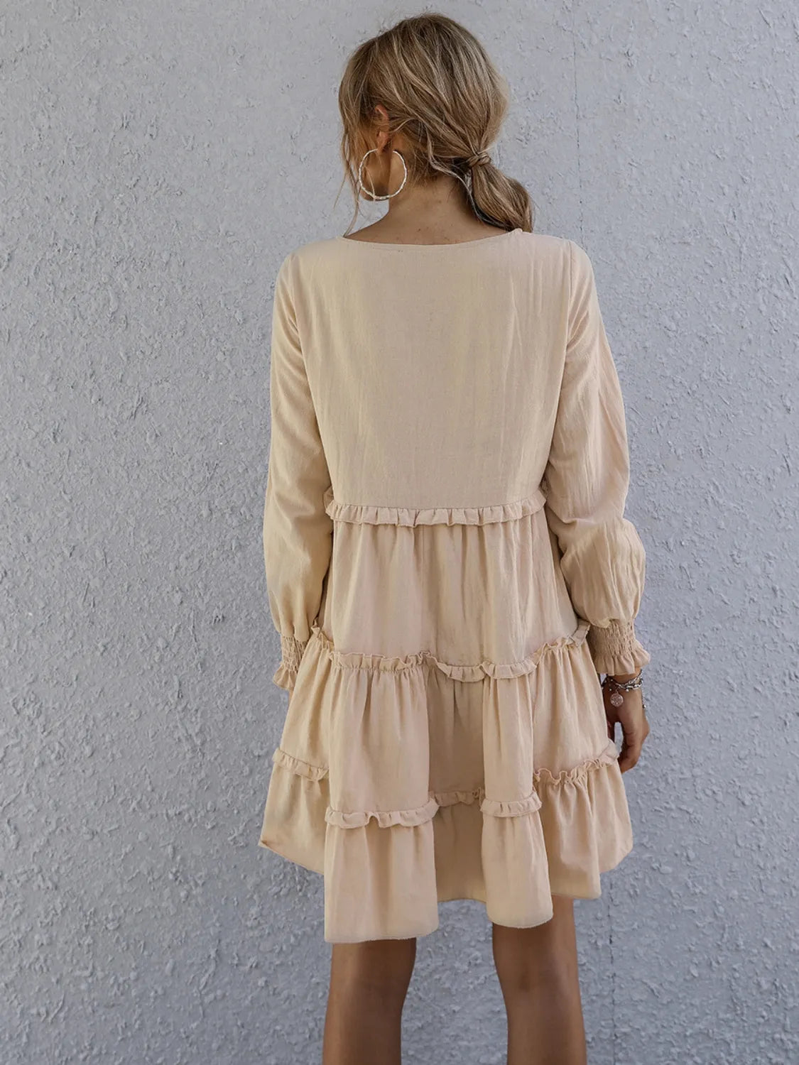 Frill Tiered Long Sleeve Mini Dress