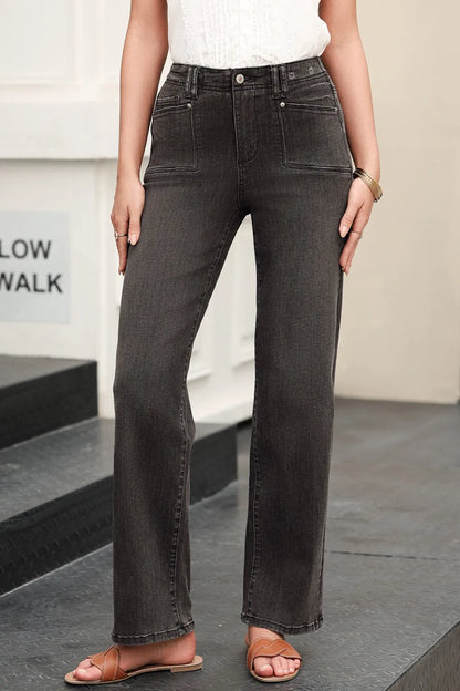 High-Waisted Wide-Leg Vintage Wash Jeans