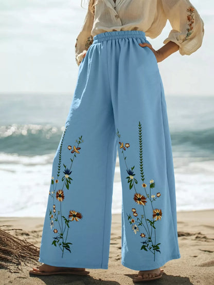 Floral Wide Leg Pants