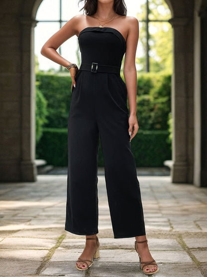 Tube Jumpsuit with Pockets Black