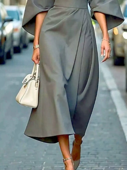 Round Neck 3/4 Sleeve Dress