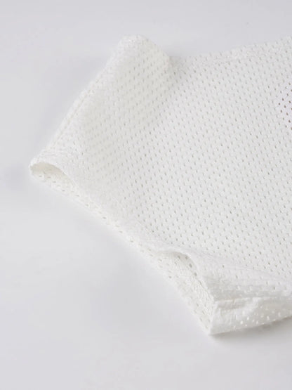 Asymmetric One-Shoulder Mesh Panel T-Shirt