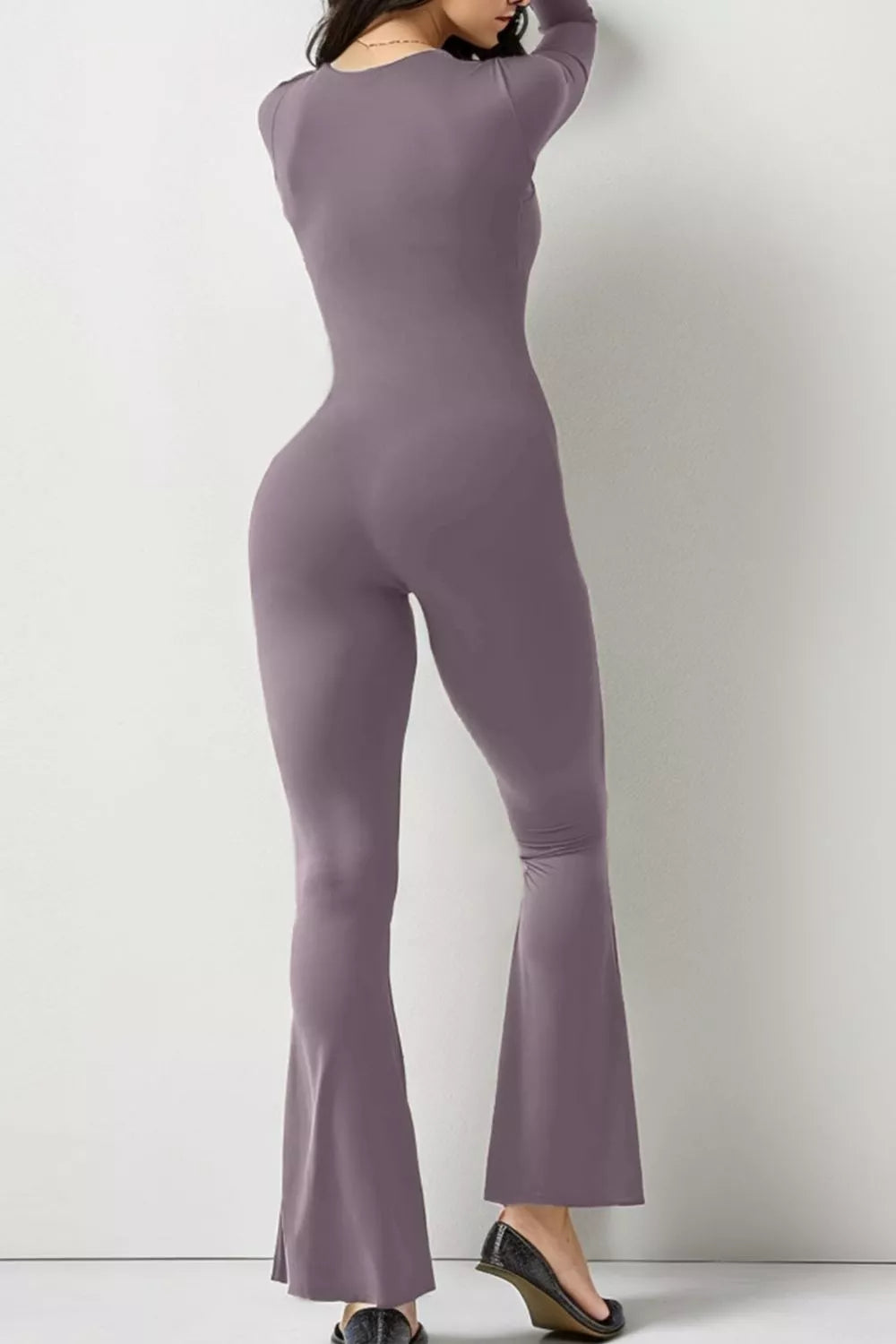 Square Neck Long Sleeve Jumpsuit