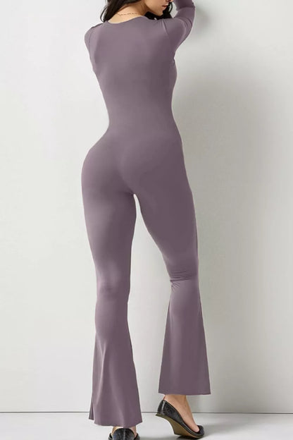 Square Neck Long Sleeve Jumpsuit