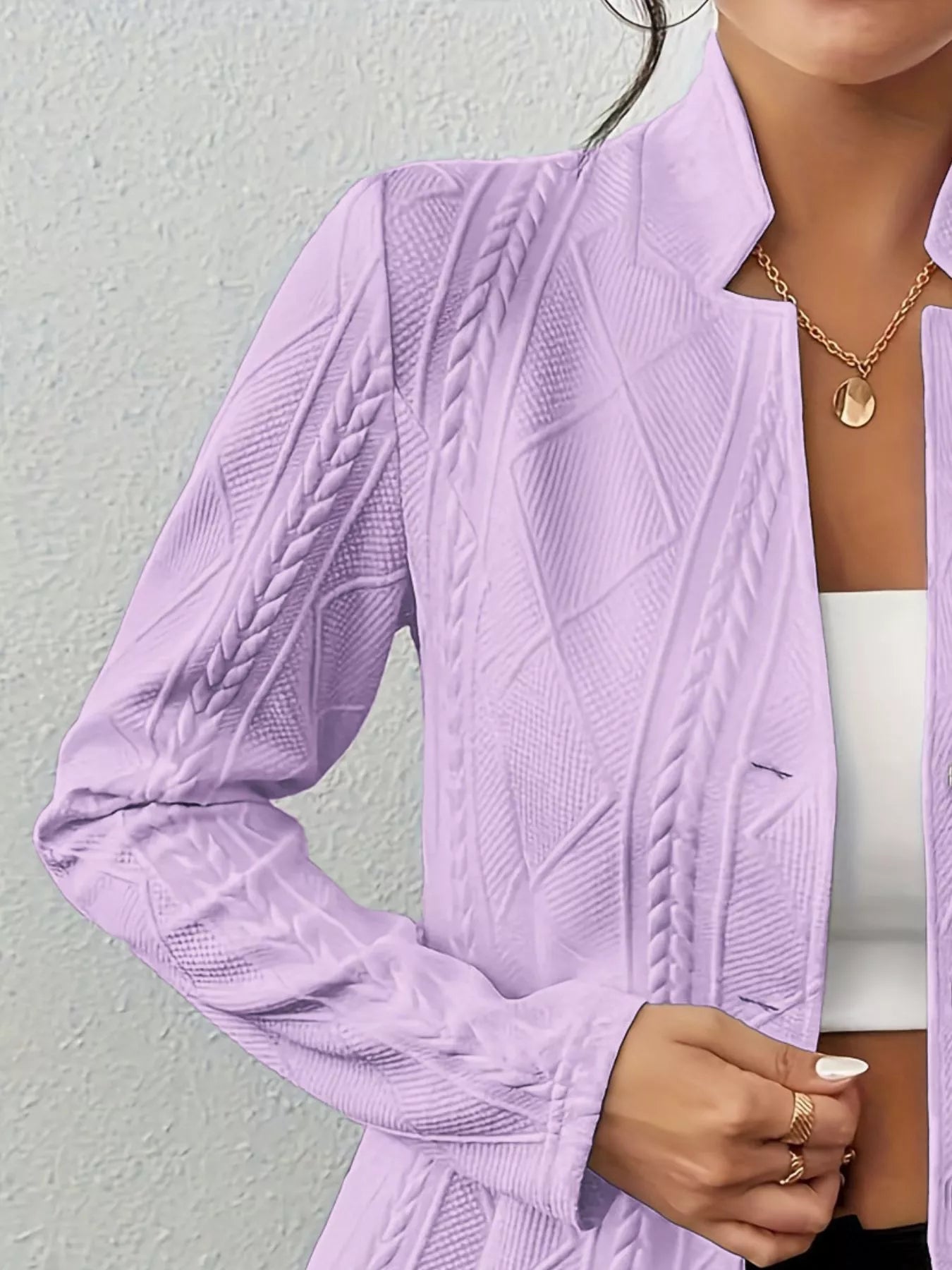 Textured Knit Button-Front Blazer